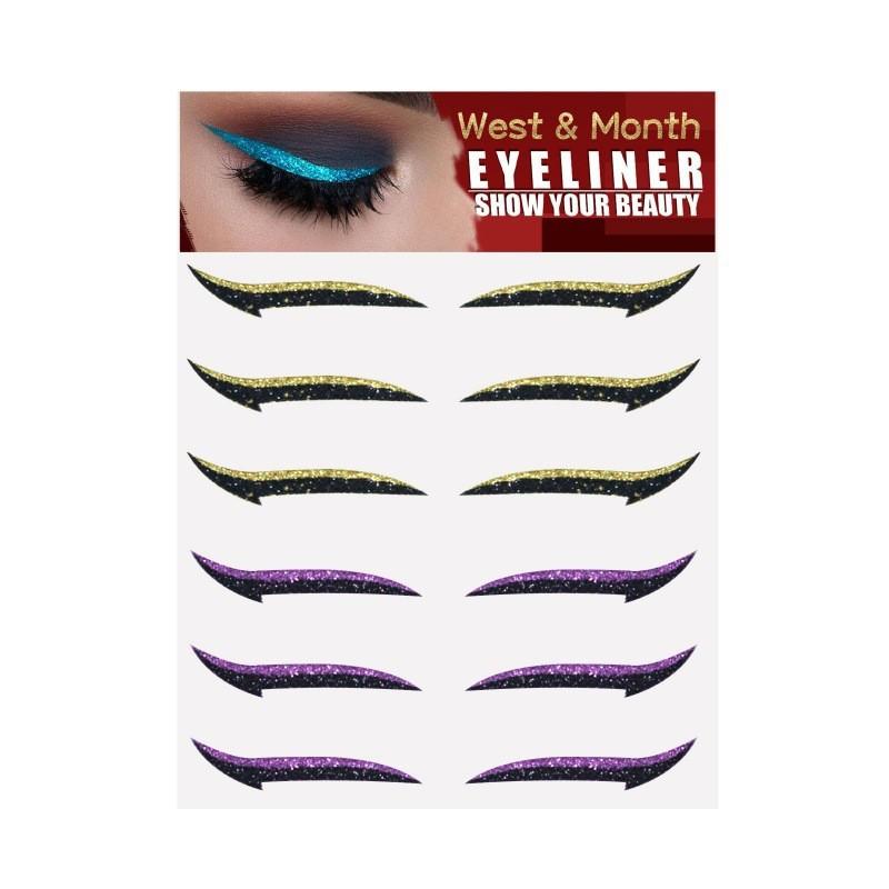 West Month Selbstklebende Eyeliner-Sticker Sechs Paare für Dramatische Augen-Make-up-Looks