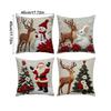 4pcs Christmas Pillow Covers Elk Bunny Decoration Skin-Friendly Soft Pillowcase Linen Pillow Couch Pillow Covers 45x45cm