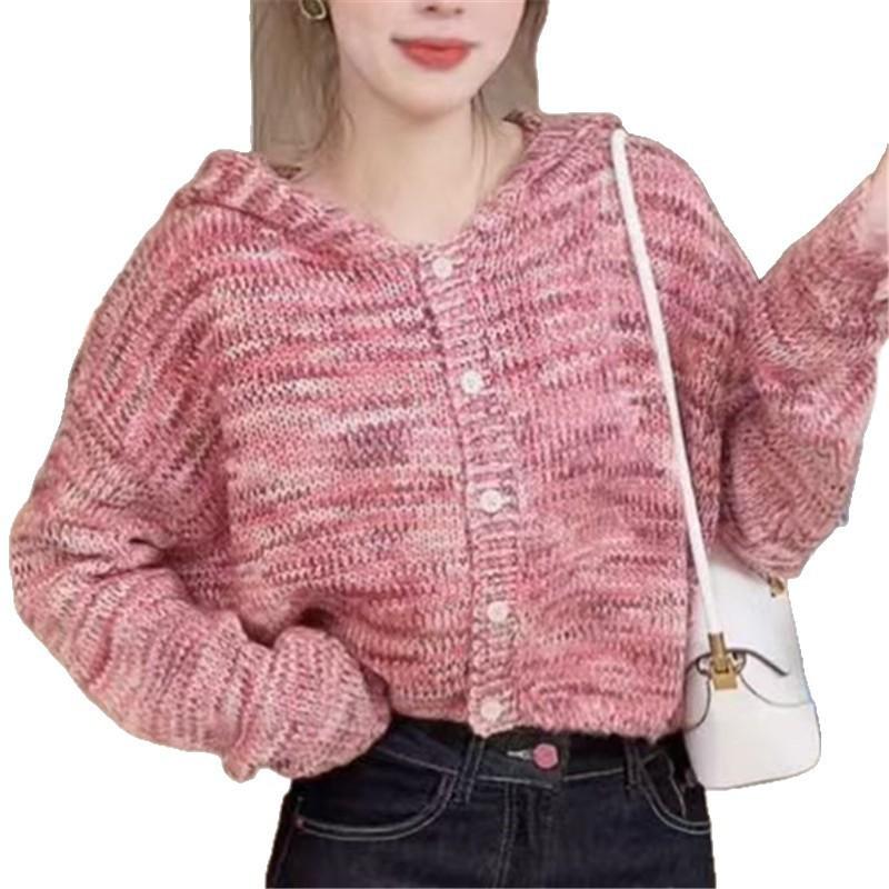 Women's Hooded Sweater with Single Breasted Cardigan Short Style Autumn and Winter