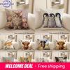 1Pc Adorable 2D Flat-Printed Pillowcases With Various Cute Animal Designs Sofa Cushion Cover Home Bedroom Room Decoration