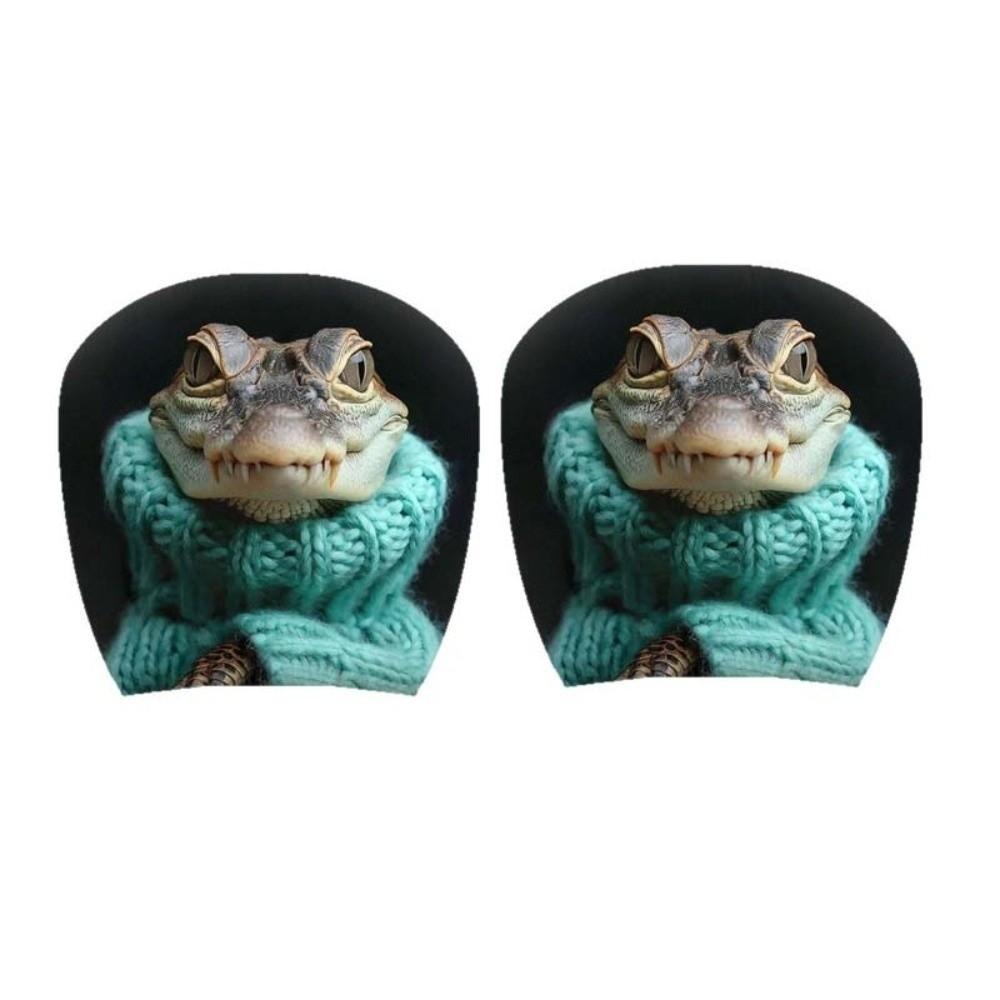 1pair Elastic Fabric Animal Car Pillowcase Universal Fit Flat Print Headrest  Holiday Decor