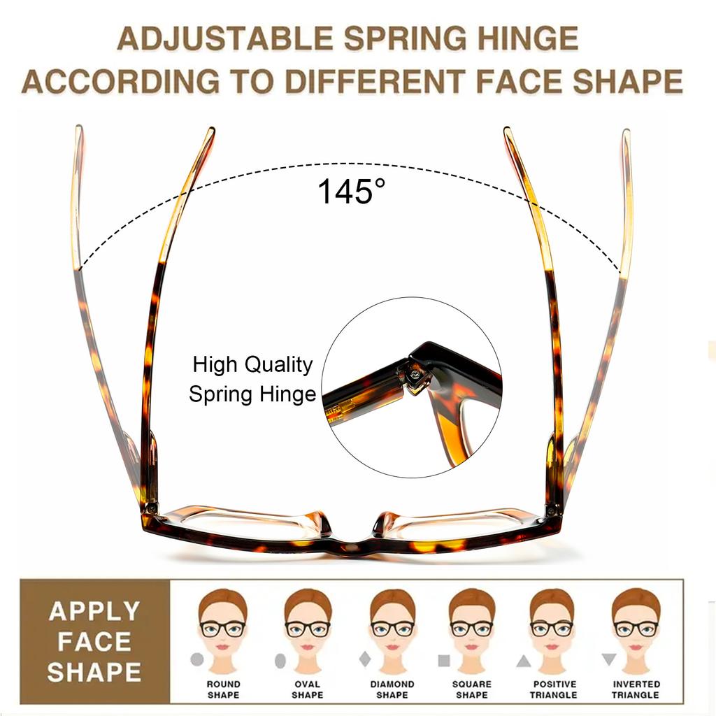 3pcs Classic Minimalist Square Frame Reading Glasses for Women, Suitable for Computer Use - Unisex, Range +1.0X To +4.0X