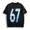 Cute Cartoon Number 67 Print Casual Loose Unisex T-Shirt Pure Cotton T-shirt