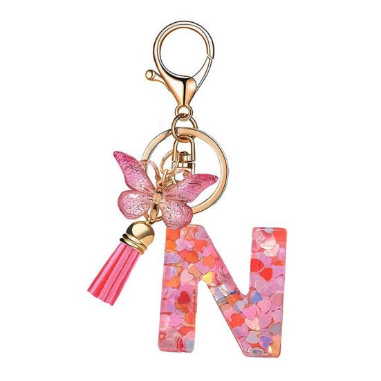 Heart Keyring Keychain Pendant Epoxy Resin Pink 10.7 Cm/4.21 In 1 Pc