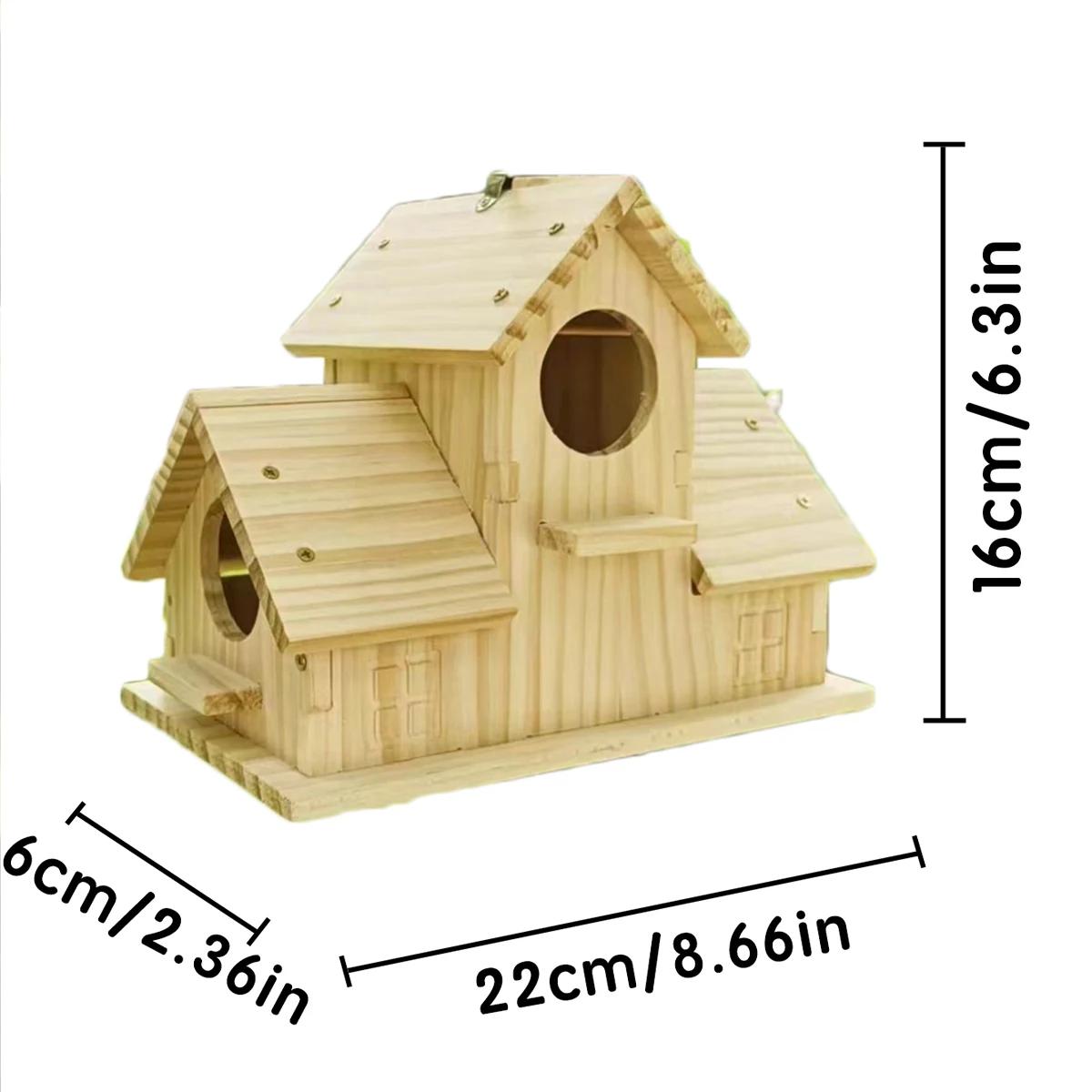 Wooden Bird Nest Outdoor Parrot House Weatherproof Bird Feeder Countryside Designed Garden Ornament Breeding Box Quail Cage Toy