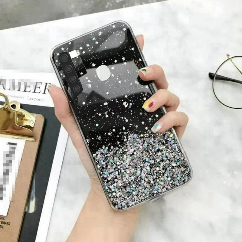 Bling Glitter Phone Case For Samsung Galaxy A21 A215U A215W A215DL Silicon Soft Case Full Cover For Samsung A 21 215U Back Cover