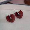 Zinc Zinc Alloy Dark Red Drip Glaze Stud Earrings Acrylic Hoop Earrings Perfect Gift C-Shaped Earrings  Date