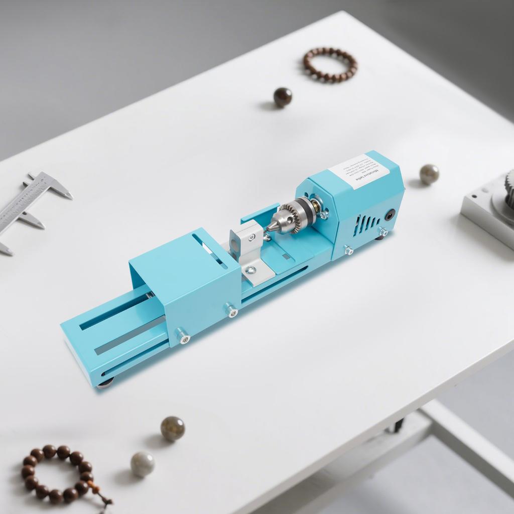 Mini Metal Lathe Machine,Blue Wood Lathe Milling Machine Corded Electric 34.5*6*8cm for Processing Small-leaf Rosewood