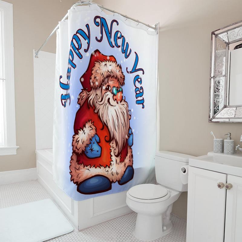 TU Festive Santa Claus Shower Curtain Christmas Holiday Decor Waterproof Bathroom Set Holiday Home Merry Christmas Xmas Gift Hol