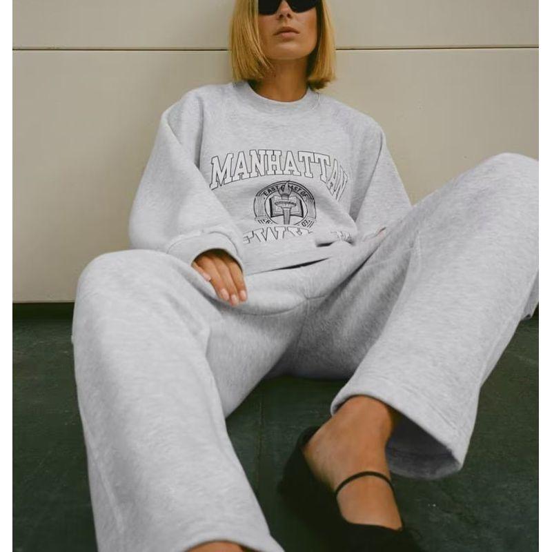 Spring New Casual Two-piece Set Women's School Team Style Hoodie 5584820 School Team Style Jogging Pants 5584821