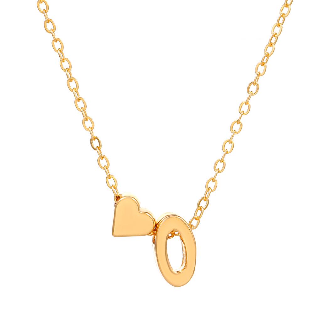 European & American Alphabet Love Heart Pendant Necklace – Versatile Peach Heart Clavicle Chain