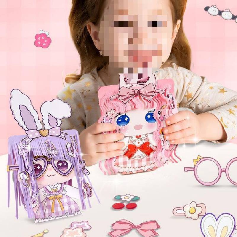 Diy Children Modeling Handmade Paper Cut Toy Hairdresser Doll Dress Creative Up