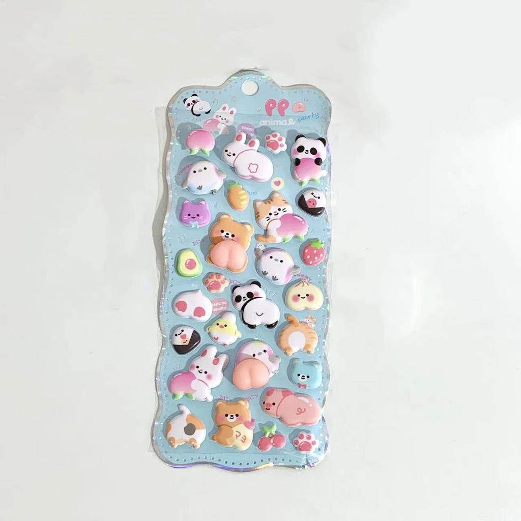 **Kawaii Cartoon 3D Fart Peach Stereo Sticker Stercopic Lovely Animals Stickers Diy Decor Stickers Supplies