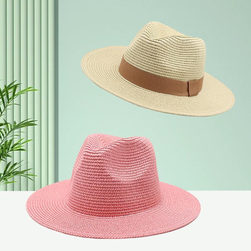 Unisex Summer Panama Sun Hat - Fashionable Straw Braid Fedora for Outdoor and Beach Wear.