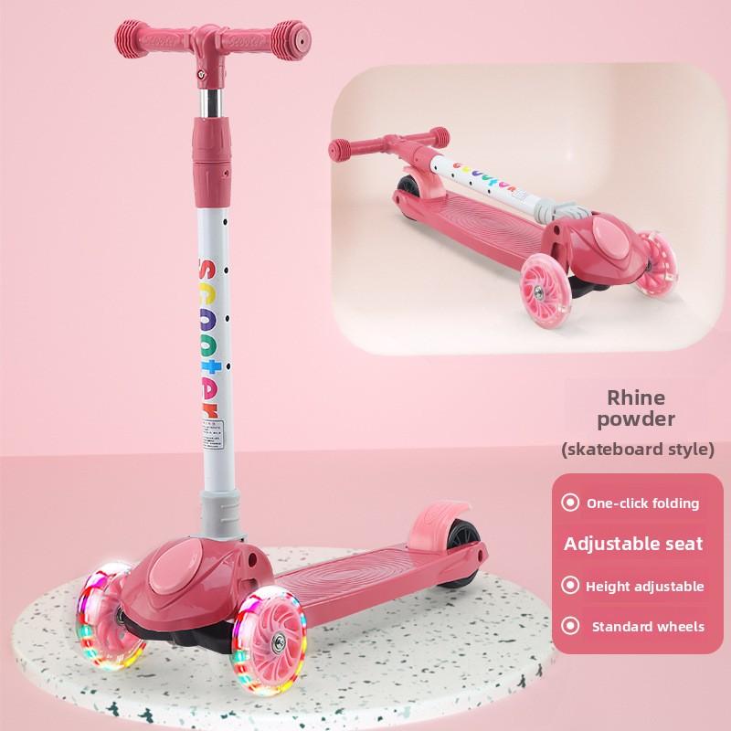 Children'S Scooter 3 In 1 Baby Scooter Can Slide Stand And Flash 3 Wheels Foldable Micro Scooter Boys And Girls 2-6 Years Old