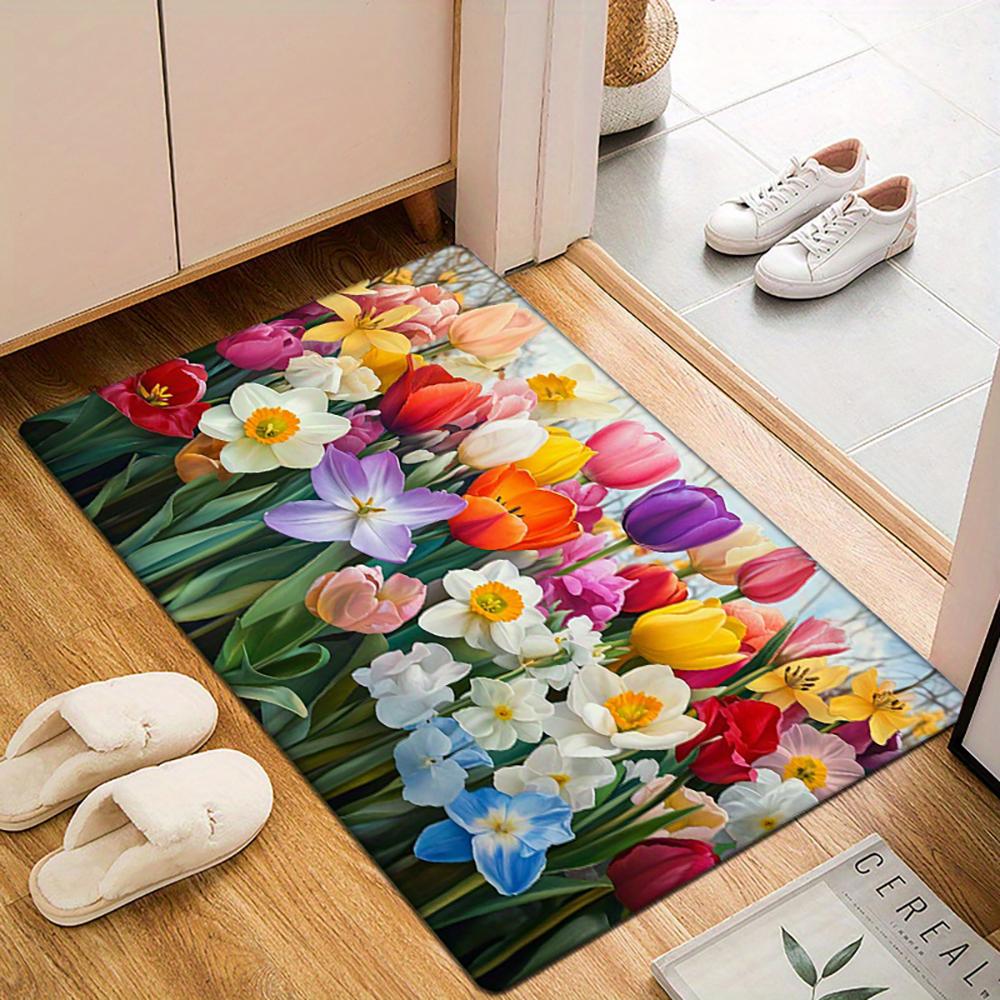 2D Flat-1pc Colorful Doorway Floor Mats , Suitable for entrance, kitchen, living room, rectangular carpet decoration.