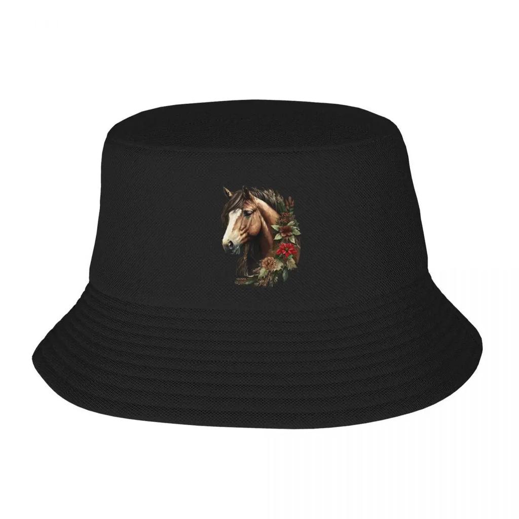 New Christmas Horse Bucket Hat Sports Caps New In The Hat Hat For Unisex Womens