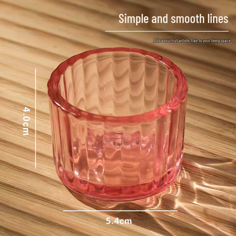 Vertical Stripe Transparent Glass Aroma Candle Holder