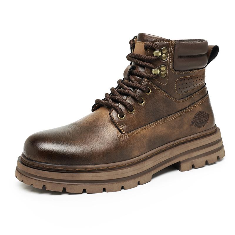 Fashion New Men's Leather Boots Brand Retro Comfortable Boots for Men 2025 Fashion High Top Non Slip Casual Shoes Business Work Shoes