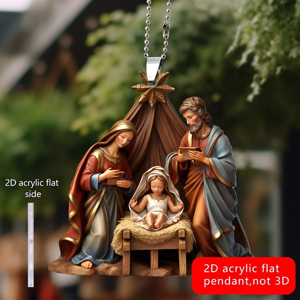 Family Prayer Scene Pendant Religious Symbol Nativity Pendant for Home Car 2025 G2G1