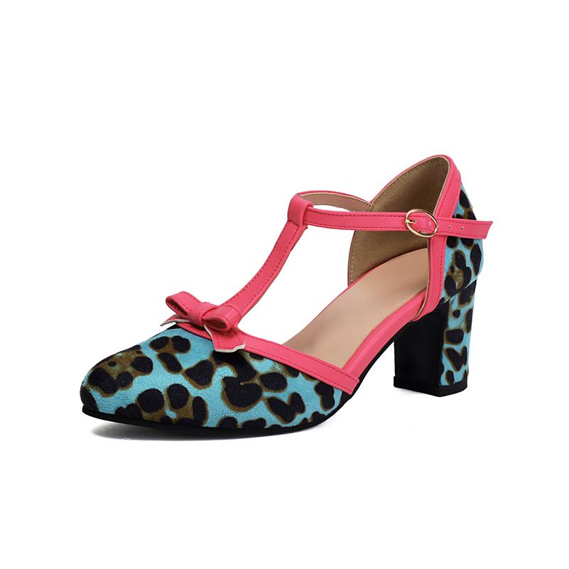 

Meotina Women Two-Piece Pumps Round Toe Chunky High Heels Buckle Mixed Colors Bow T-Tied Ladies Fashion Shoes Spring Autumn 43 35 синий