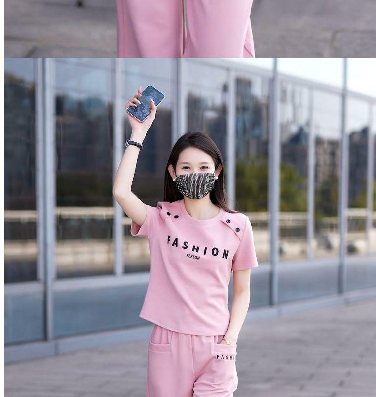 Youthful Summer 2025 Loose Round Neck Short Sleeve Top & Straight Leg Pants Set - Fashionable Sportswear for Versatile, Age-Reducing Style