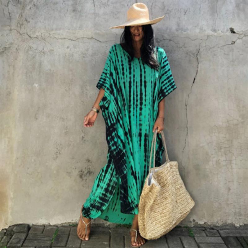 Šaty Bohemian Beach Kaftan pro ženy Barva na kravatu Letní Maxi Župan Letní Plavky Přikrývky Sváteční plavky