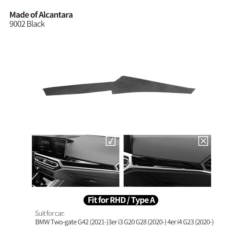 Para BMW Dos Puertas G42 Serie 3 I3 G20 G28 Serie 4 I4 G23 Pegatina de Recorte para Consola Central y Salpicadero Accesorios de Interior de Coche Hecho de Alcantara