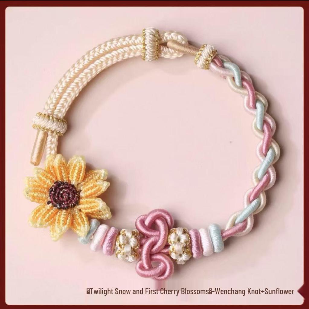 Pfirsichblüten Wenchang Knoten Handgefertigtes Armband - Drachenbootfest Geschenk