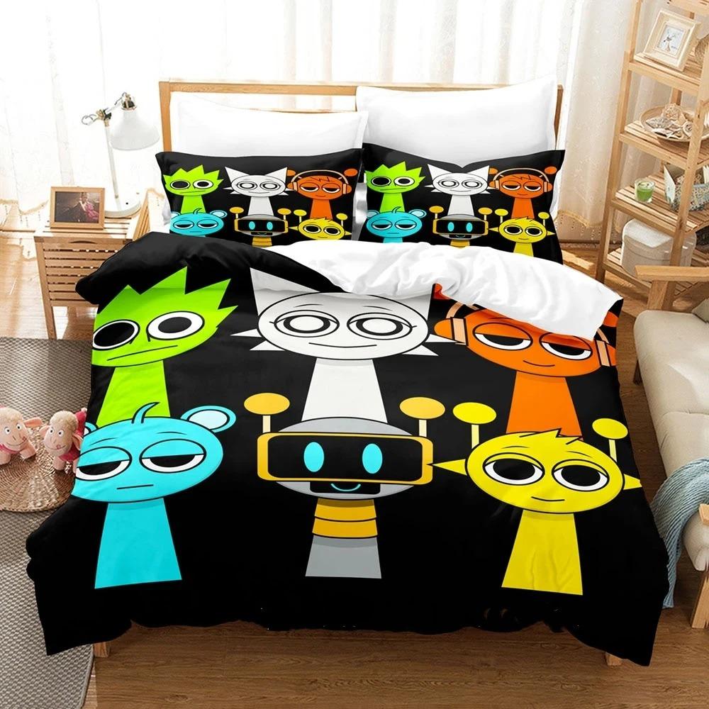 2026 NEW Teens Gifts Duvet Cover Set Game Sprunki Cartoon Bedding Set Quilt Cover Skin-friendly and Breathable for Bedroom Home