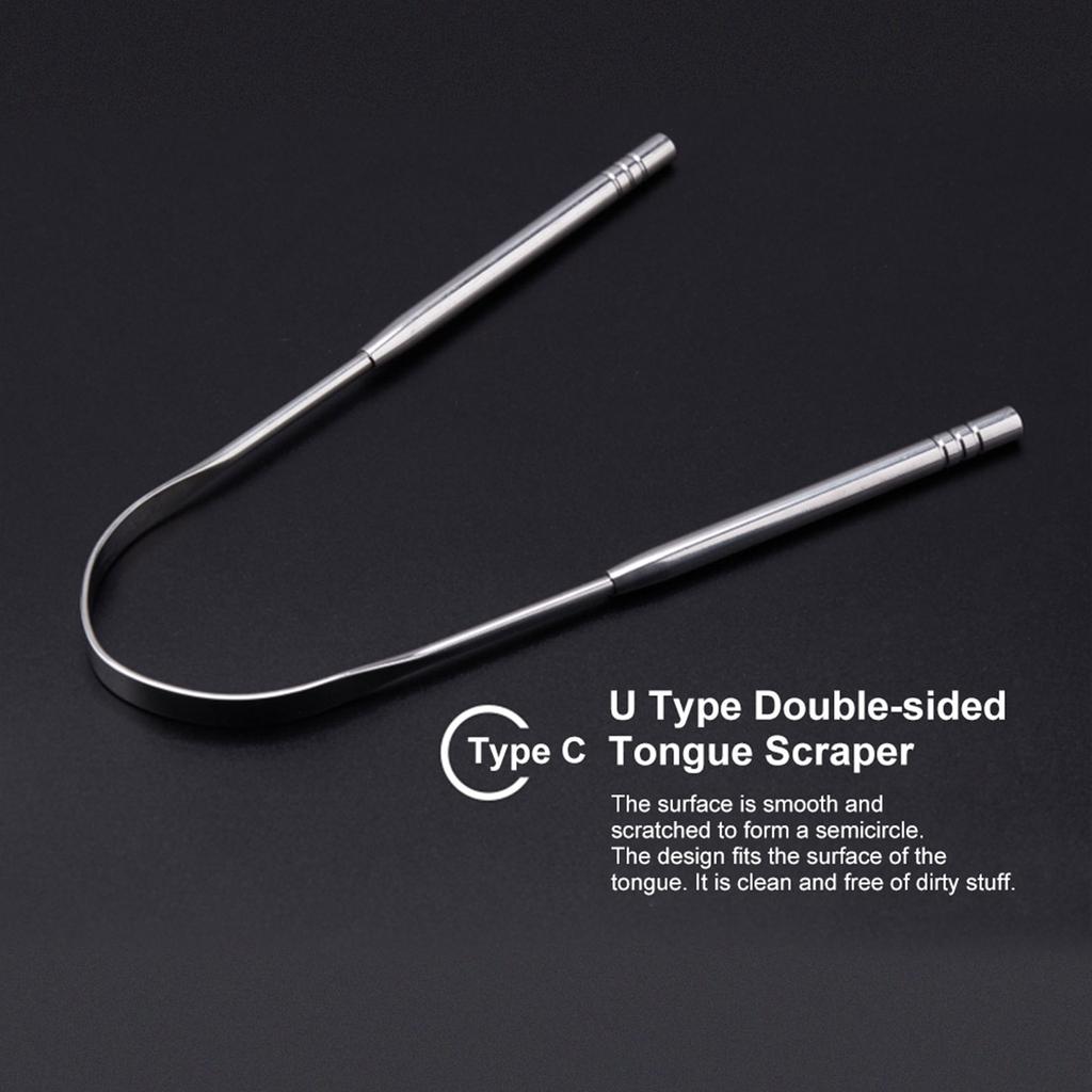Tongue Scraper 2 Pack In Different Shapes Reduce Bad Breath Stainless Steel Tongue Cleaners Metal