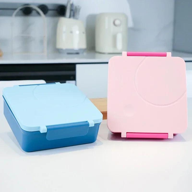 Plastic Lunch Box with Stainless Steel Soup Bowl Leak-Proof Microwave Oven Heating Bento Box Picnic School Office Food Container