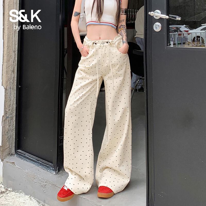 Baleno S&K Korean High-Waisted Wide-Leg Denim Jeans L