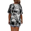 Spring and Summer New Women's Tie-dyed Printed Rope Casual and Fashionable Short-sleeved T-shirt