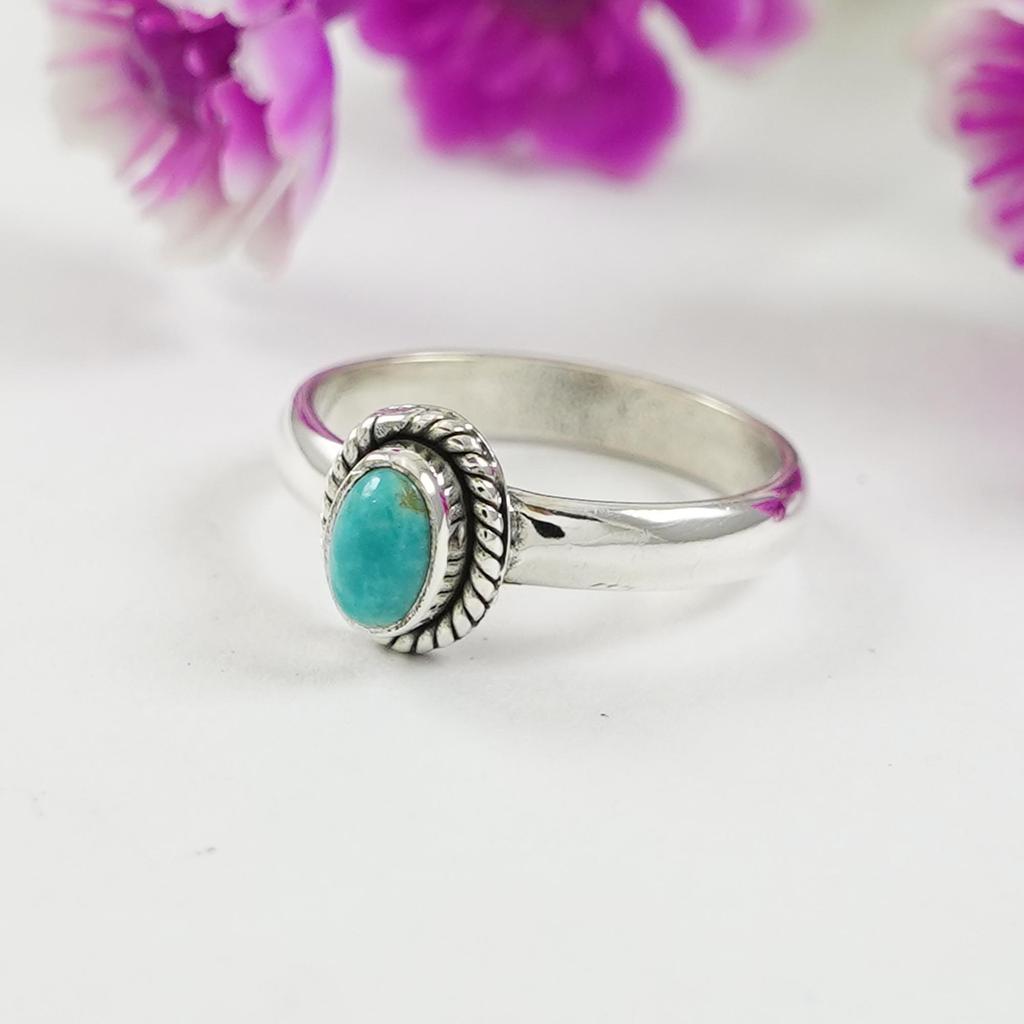 Arizona Turquoise Ring, Handmade Ring, 925 Sterling Silver Ring, Dainty Oval Gemstone Ring, Gift for Her, Designer Ring
