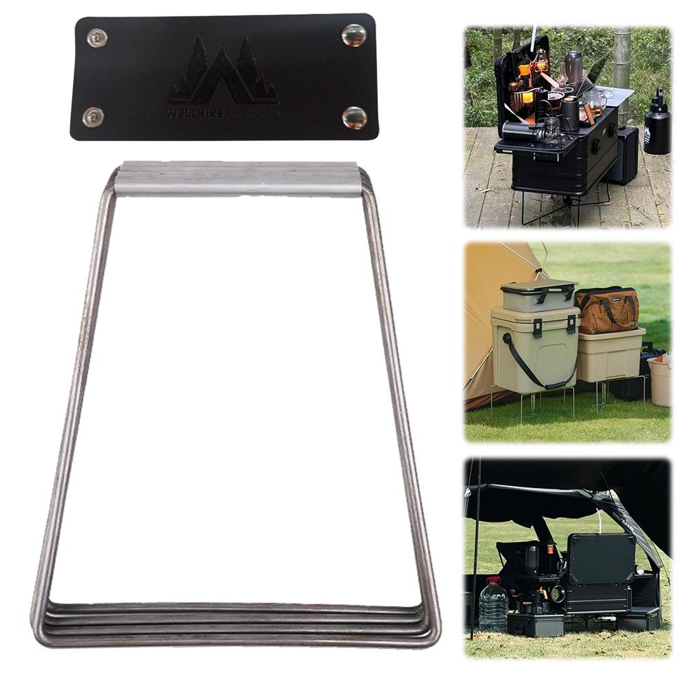 Camping Foldable Metal Stand Carbon Steel Aluminum Alloy Box Stand Organizer Box Folding Stand for Travel Cooking