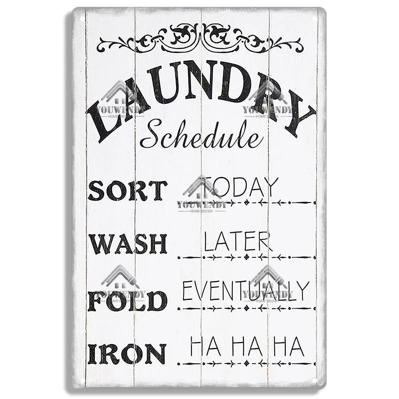 Laundry Sign Vintage Tin Sign, Metal Plaque, Retro Metal Sign, Wall Decor for Laundry Room