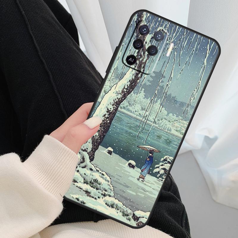 Japanese Ukiyo-e Art Case For Oppo A54 A74 A94 A18 A57 A17 A77 A38 A58 A78 A98 A80 A60 A40 A96 A76 A16 A15 A5 Pro