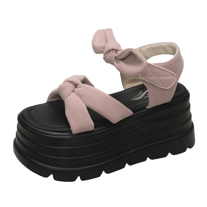 8CM High Platform Sandals Women New Summer Breathable High Heels Ladies Butterfly-knot Sneakers Wedges Chunky Slippers Sandalias