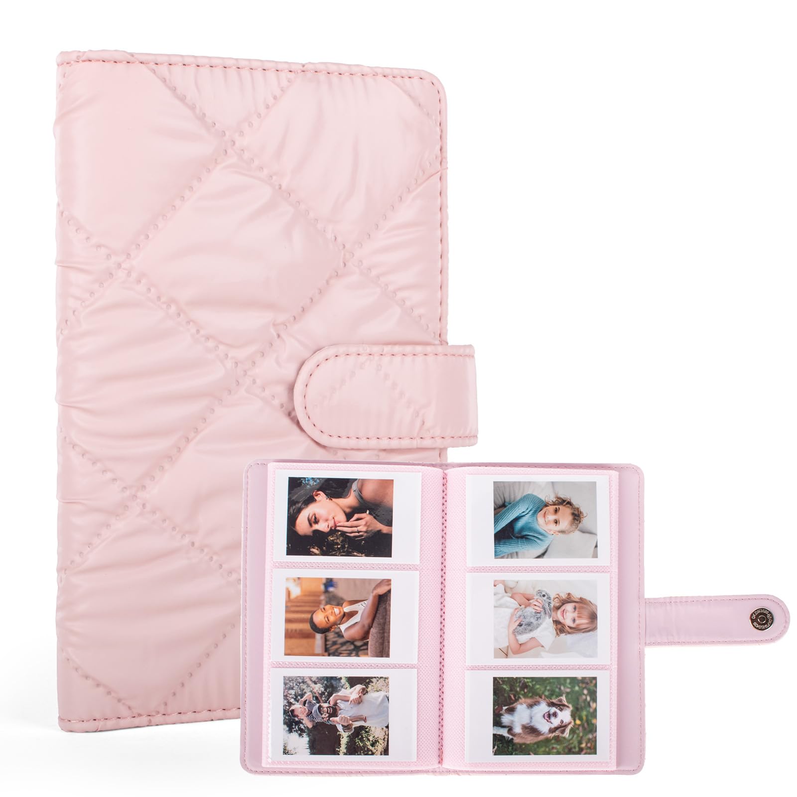 

HIYQIN 108-Pocket Instax Mini Photo Album, PU Leather Photo Album for Instax Mini 12, 11, 9, 41, EVO, Liplay Instant Camera, 2x3 Inch Film (Pink)