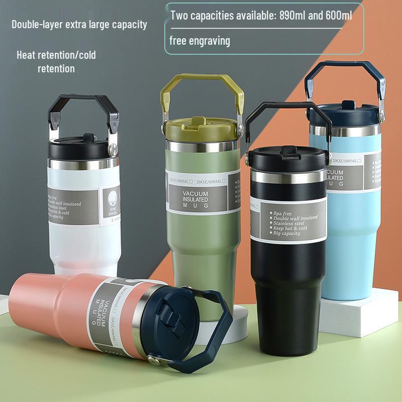 Premium Large-Capacity Stainless Steel Sports Thermos Cup - Portable and Car-Compatible