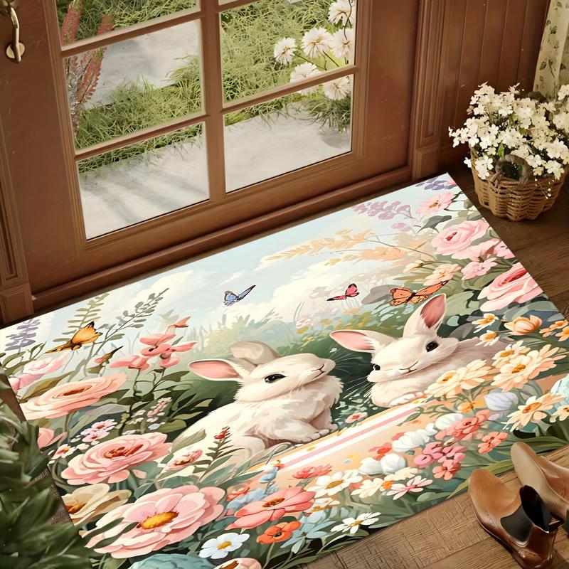 Happy Easter Bunny Carpet Home Rugs for Bedroom Carpets for Living Room Navidad Decoraciones Para El Hogar Gift Bedroom Decor
