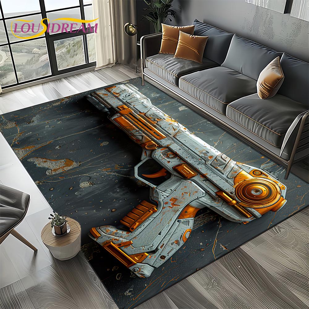 2025 New Retro Guns Pistol Ammunition Bullet Cartridge AK M4 Rug Carpet for Living Room Bedroom Decor,Non-slip for Sofa Doormat