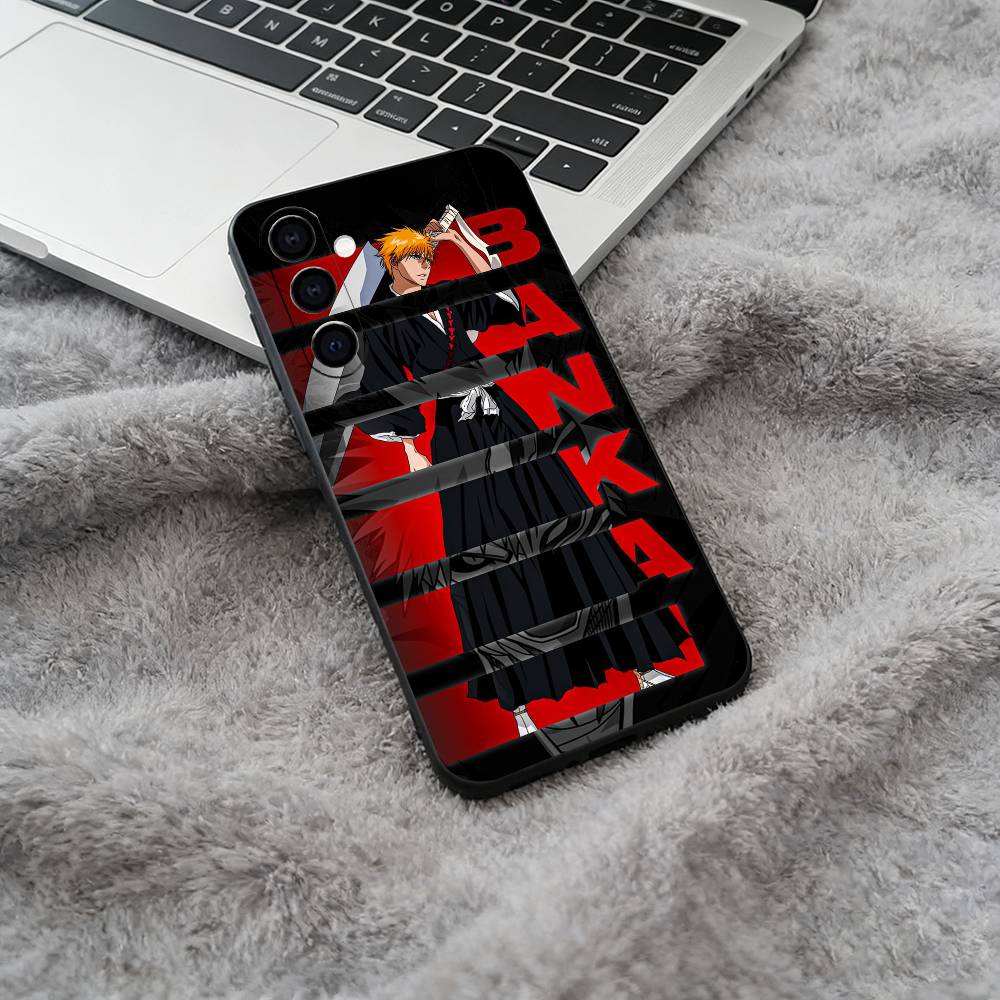 B-Bleach- anime Ichigo Kurosaki Phone Case For Samsung Galaxy A73,A71 A72,A70,A53,A52,A51,Soft Silicone Black Cover