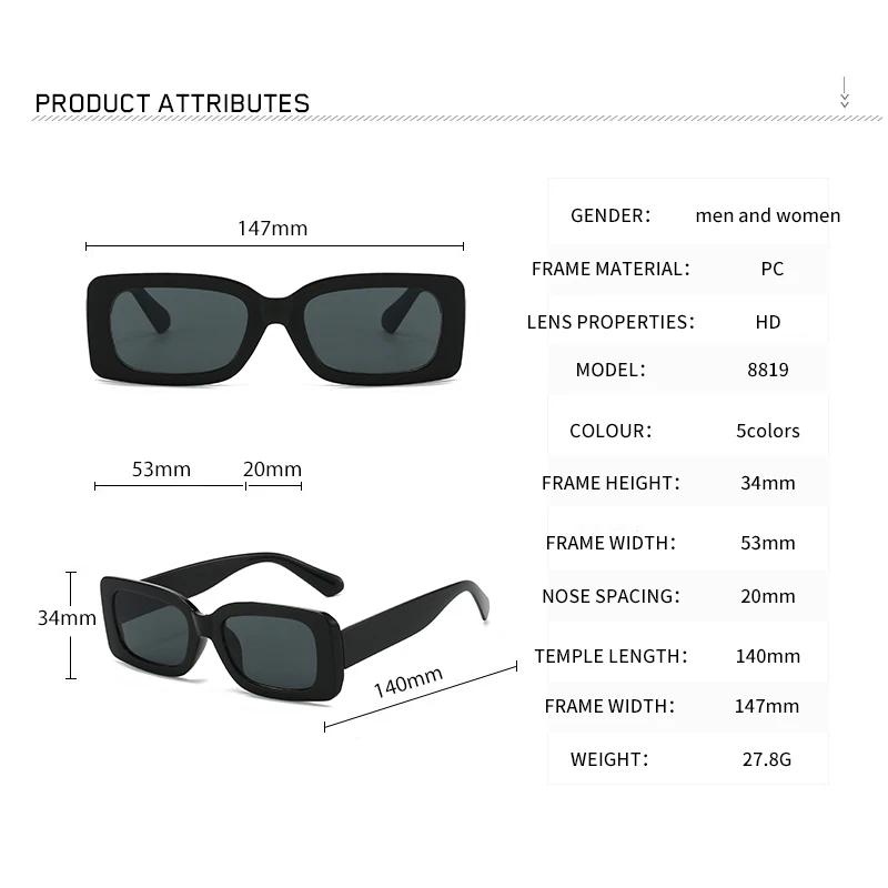 2Pack Fashion Black Square Sunglasses Men Rectangle Small Sun Glasses Male Retro Black Lens Driving Fishing  Uv400