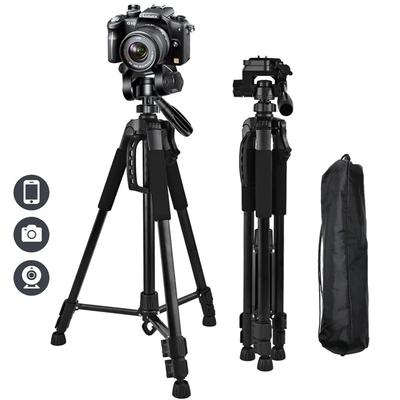 Phone Travel Self Tripod Aluminum Tall 55” 140cm Stand With Quick Plates Mount Pan Head For Canon Nikon Dslr Slr Digital Camera