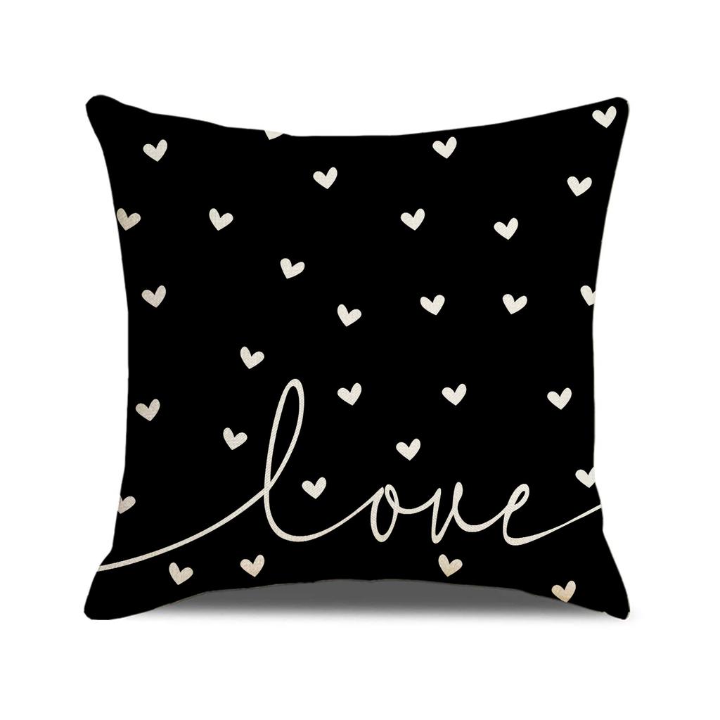 Valentine's Day Pillow Letter Printed Linen Decoration Car Cushion Home Sofa Pillow Cover