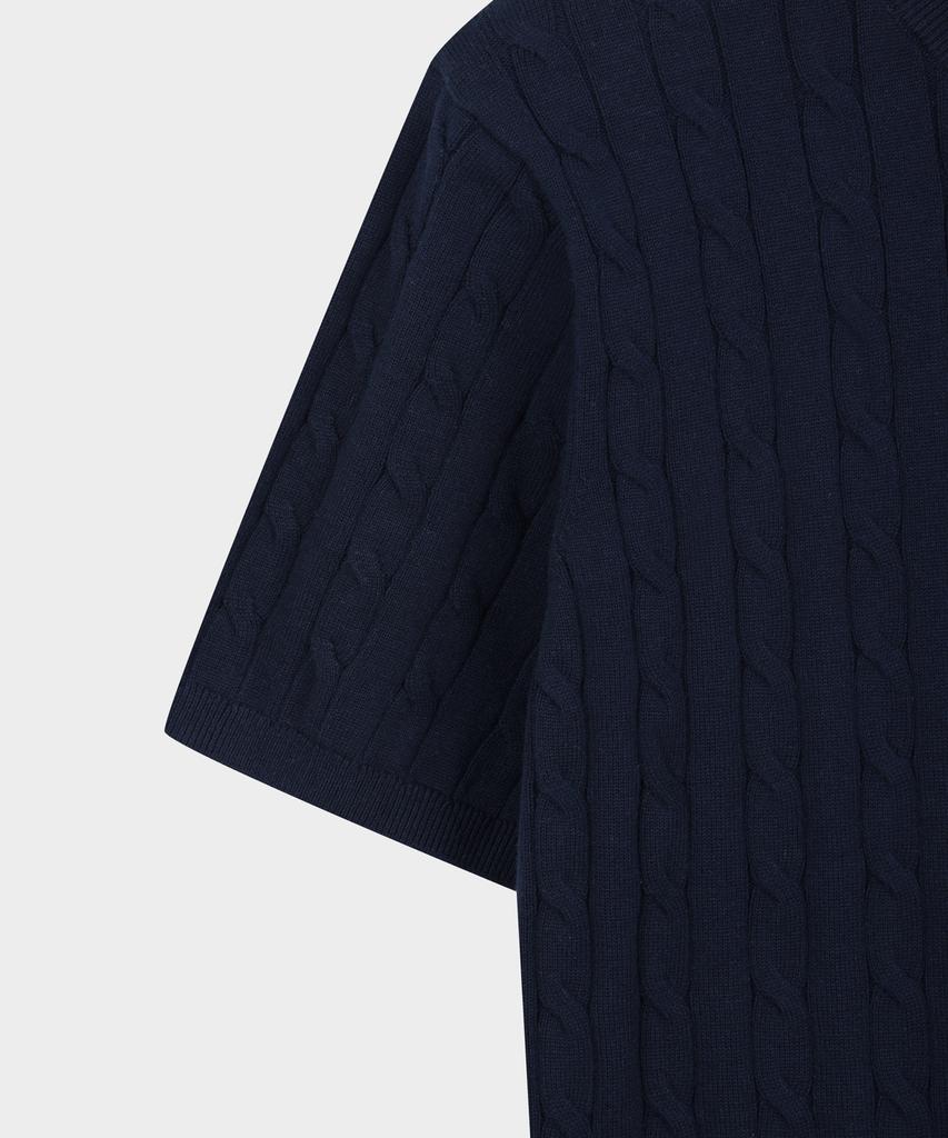 BROOKS BROTHERS Cotton Cable Crew Neck Short Sleeve Sweater (Dark Navy) (Bbwrmog203)