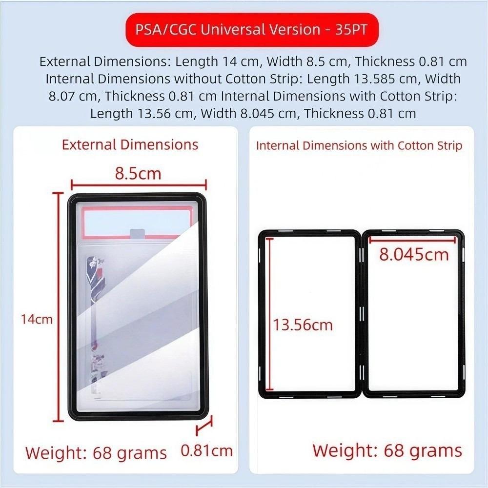 2-in-1 PSA/CGC Graded Card Protective Box Transparent UV Protection Metal Magnetic Case Double-sided Glass with Stand