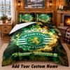Set de așternut 3 piese cu model Sporting CP Nume personalizat, Cearșaf și Fețe de pernă Pentru Dormitorul de Acasă